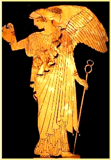 Painting of the Goddess Iris on a Greek vase