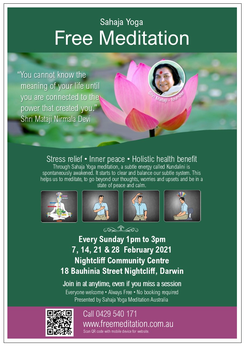 Meditation in Darwin – February 2021 | Sahaja Yoga Meditation Australia